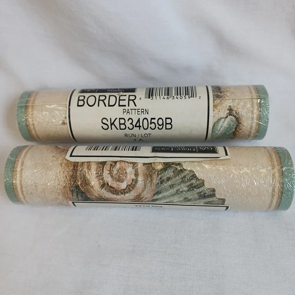 Grace Lewis Studio Seashells Beach Border Fabric Lot